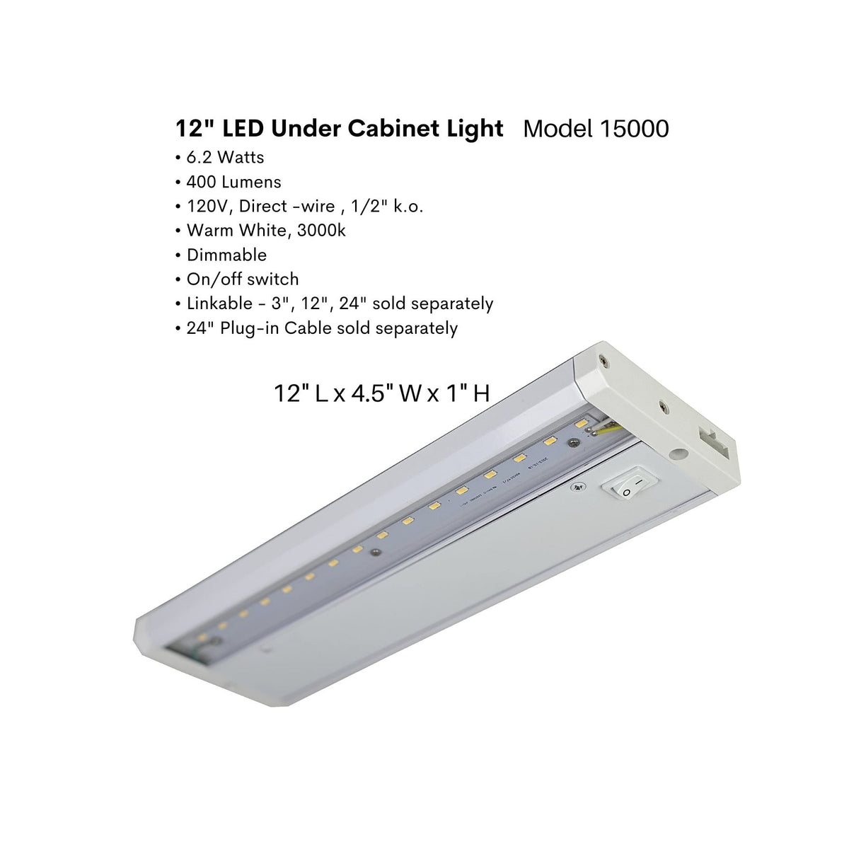 Direct Wire 24 in. LED White Under Cabinet Light