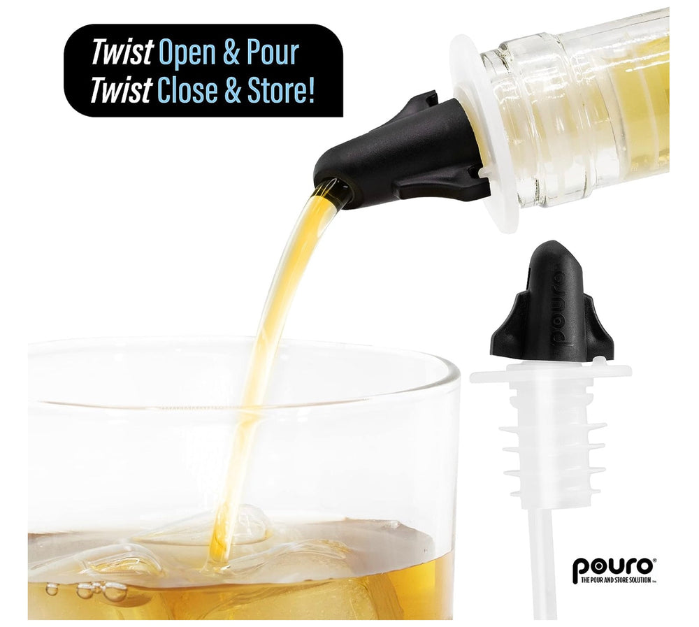 POURO Twist  & Pour Resealable Bottle Pouring Spouts - Perfect for Kitchen & Bar Use