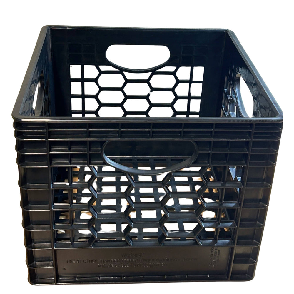 CrateMate Heavy-Duty 24QT 18.75" x 13" x 11" Black Milk Crate for Storage, Organization & DIY | Perfect for Home, Camping, Worksite, & More - USA Made, Stackable, Durable