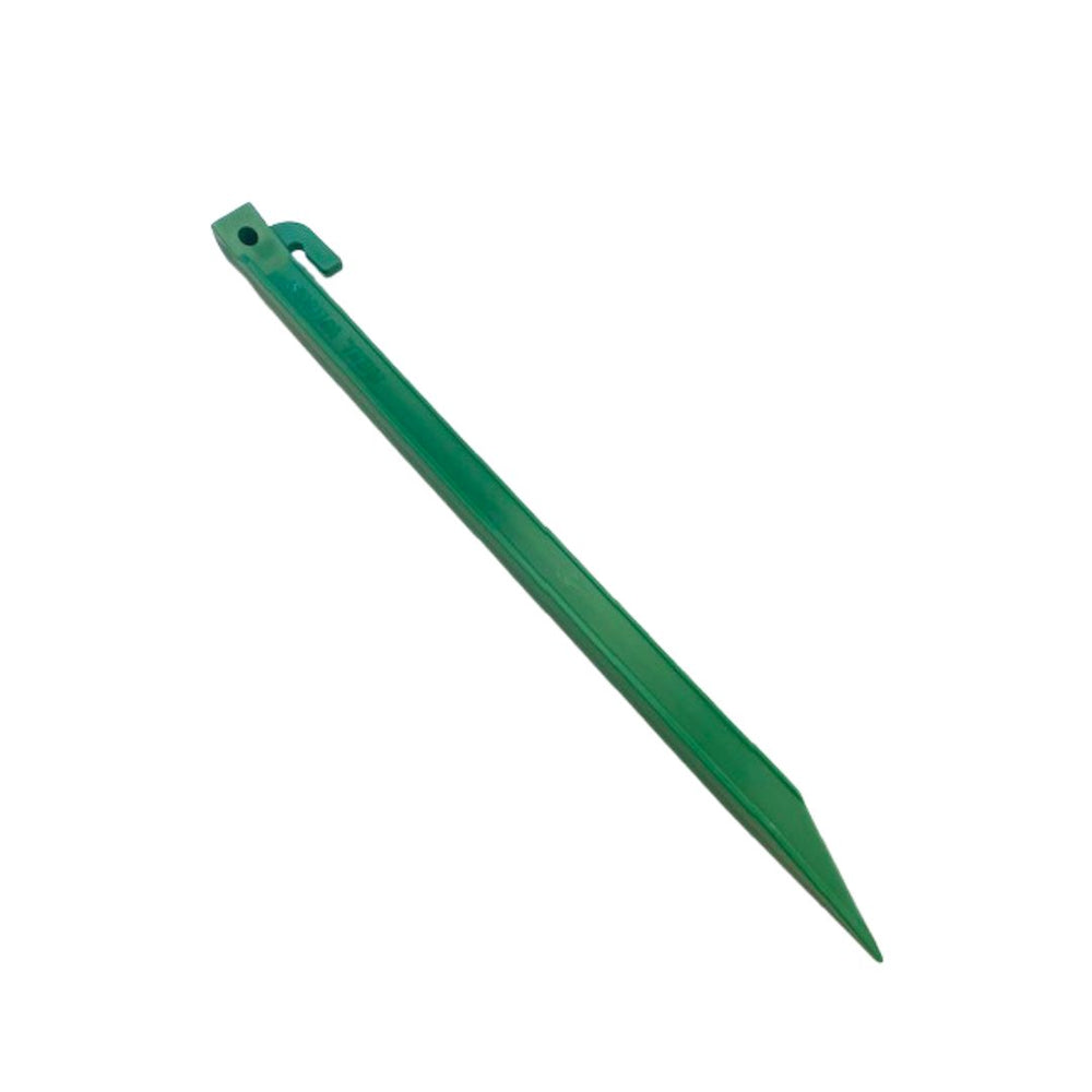 Heavy-Duty Plastic Garden Yard Stakes for Tents, Holiday Inflatables, Tarps, Trees, & Garden Edging with Milled Point, Guy Wire Hole, and Rope Hook 11.5” Green