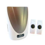 Battery Powered Wireless Portable Door Bell Chime Kit | 6 Chime Tones | 4 Volume Levels | 2 Button White