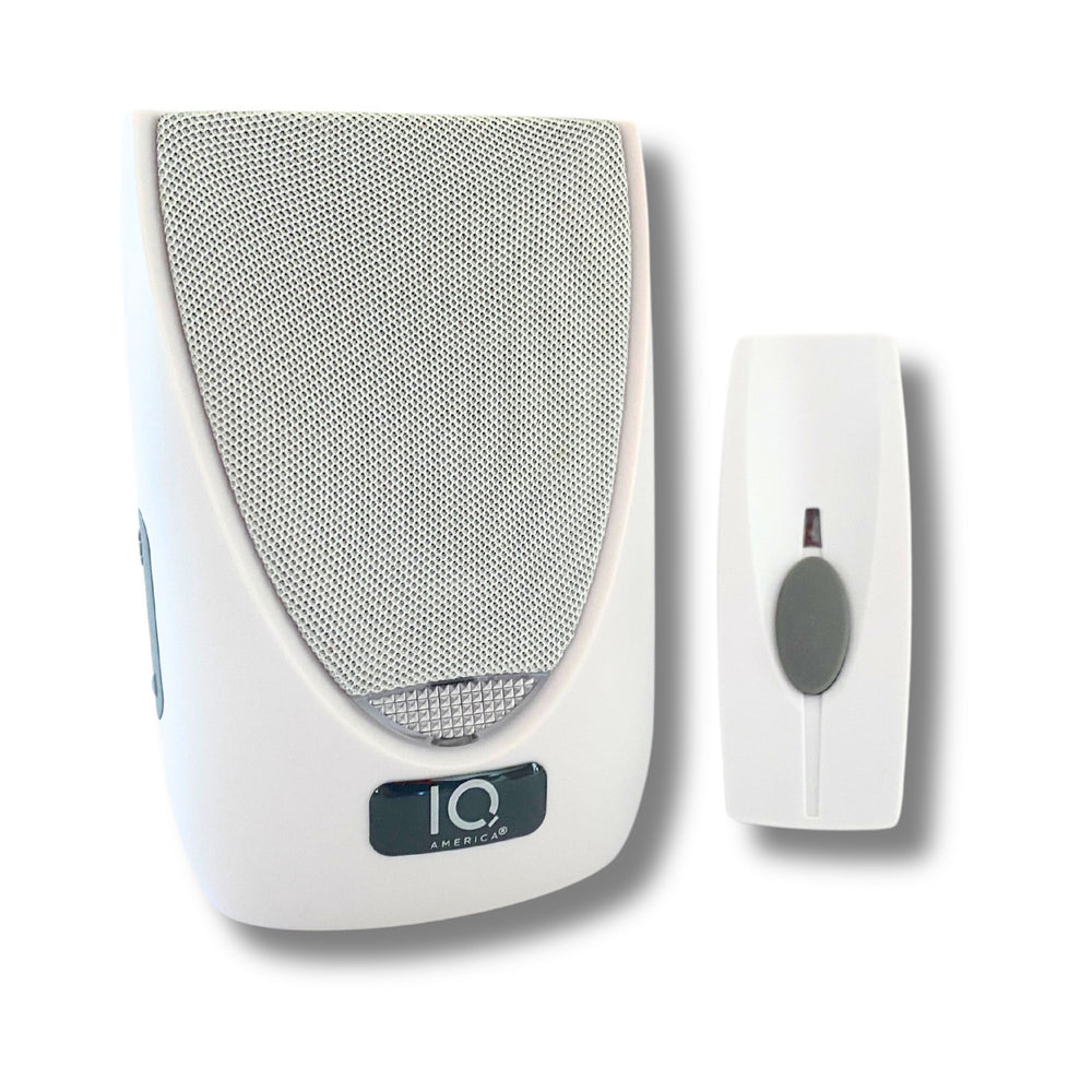 Battery Powered Wireless Portable Door Bell Chime with Visual Alert Kit | 6 Chime Tones | 4 Volume Levels | 1 Button White