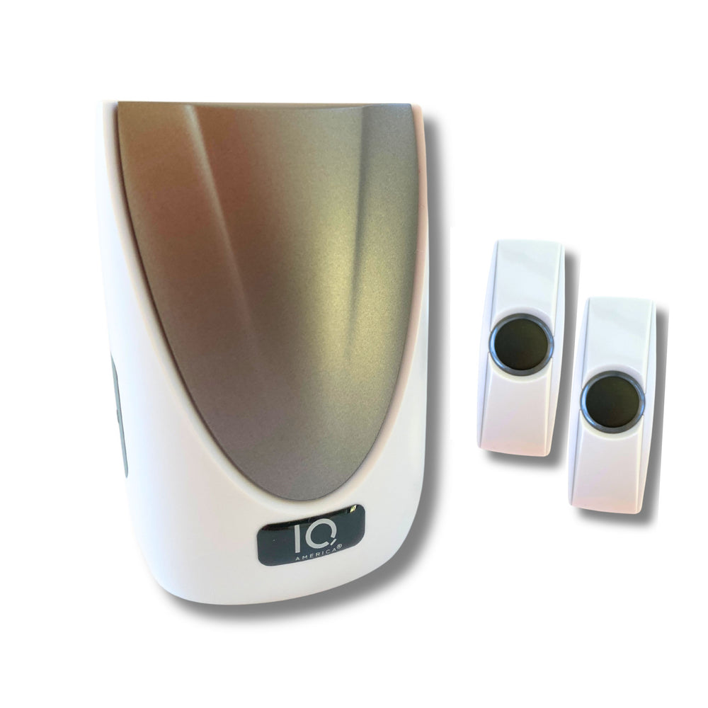 Battery Powered Wireless Portable Door Bell Chime Kit | 6 Chime Tones | 4 Volume Levels | 2 Button White