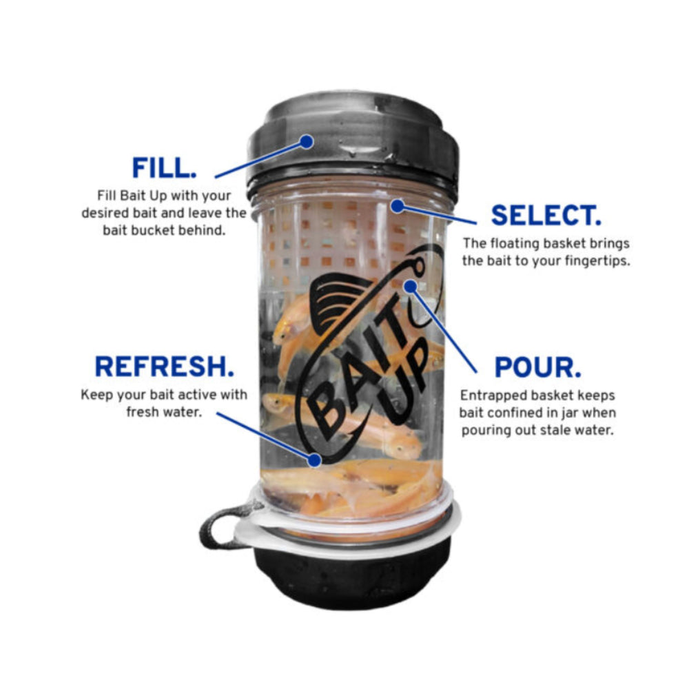 Bait Up® – Innovative Live Bait Fishing Containers for Anglers, Clear