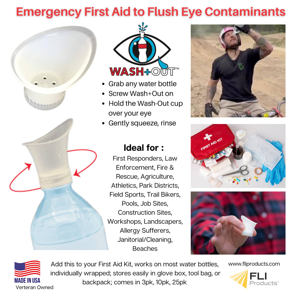 Eye Rinse Eyewash Cup, Screws onto Water Bottles, First Aid to Flush Contaminants