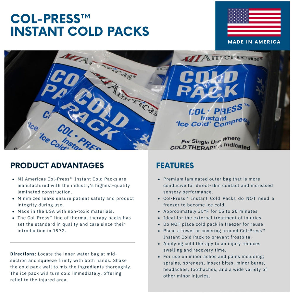 COL-PRESS Instant Cold Pack Ice Pack Disposable Single Use Ice Cold  Compression Therapy for Pain Relief from Swelling Direct Skin Contact 8