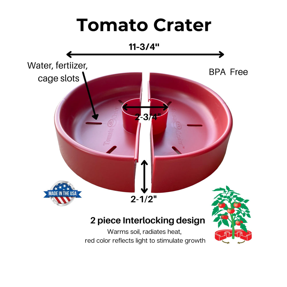 Tomato Crater Vegetable Garden Watering Tray, Directs Water to Roots, Warms Soil, Reduces Pests and Insecticides, Improves Tomato Growth for Healthy, Productive Plants, Provides Natural Barrier, BPA-Free – 12” Red