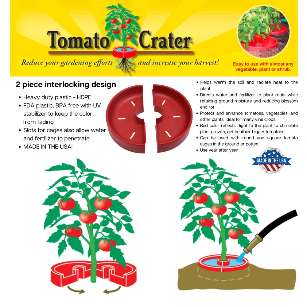 Tomato Crater Vegetable Garden Watering Tray, Directs Water to Roots, Warms Soil, Reduces Pests and Insecticides, Improves Tomato Growth for Healthy, Productive Plants, Provides Natural Barrier, BPA-Free – 12” Red