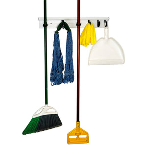 Hang It Simple Wall Mounted Multi-Purpose Holder, Hanger, Tool Organizer  - Mop Broom Coats Garage Closet Laundry RV Garden Storage Hooks 18”