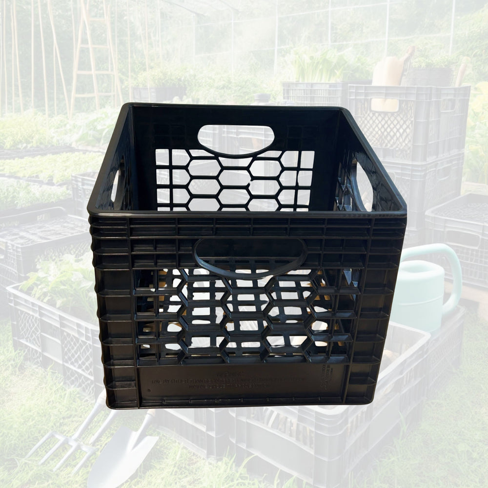 CrateMate Heavy-Duty 24QT 18.75" x 13" x 11" Black Milk Crate for Storage, Organization & DIY | Perfect for Home, Camping, Worksite, & More - USA Made, Stackable, Durable