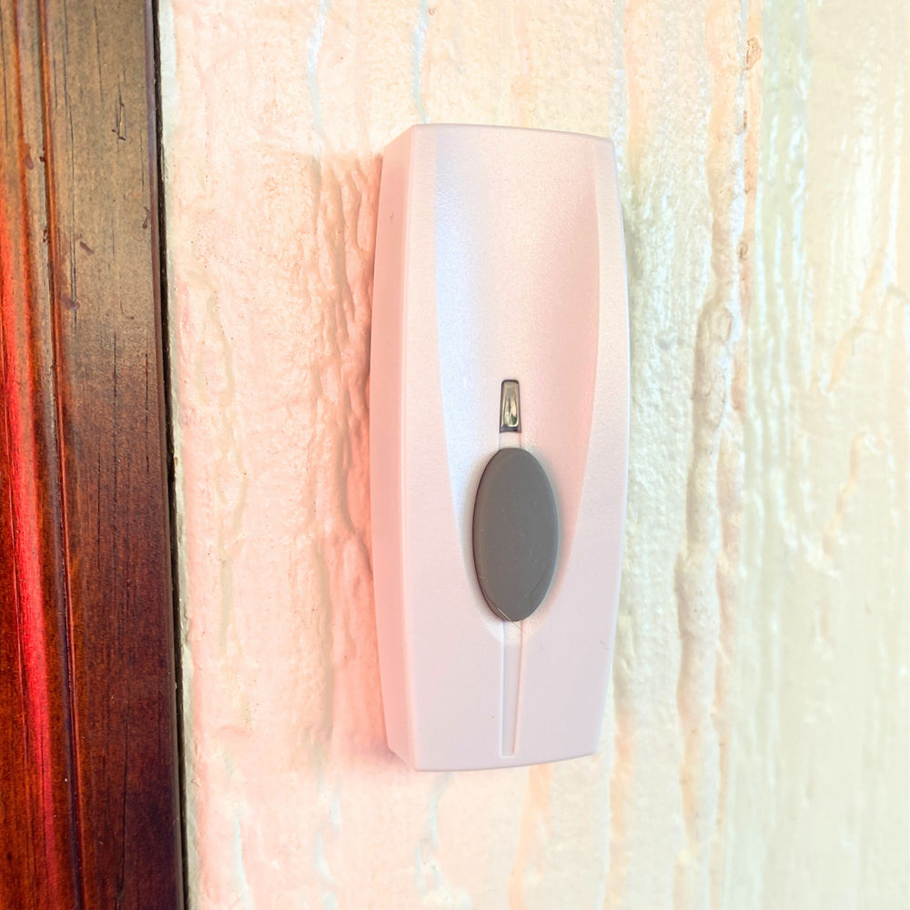 Battery Powered Wireless Portable Door Bell Chime Kit | 4 Chime Tones | 4 Volume Levels | 1 Button White