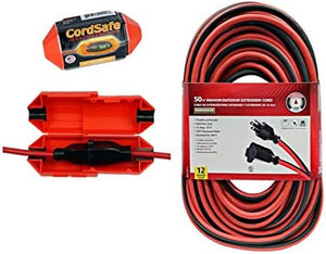 CordSafe Extension Cord Electrical Plug Connection Safety Cover Protector, For Christmas and Patio String Lights, Power Tools, Weather Resistant, Indoor/Outdoor Red