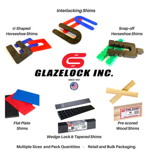 Glazelock Shim 4 3/16"L x 1 7/8"W with 5/8" Slot Mini Snap-off Stackable Square Horseshoe Plastic Flat Shims